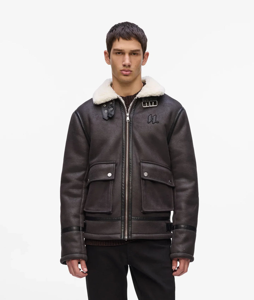 KARL MONOGRAM SHEARLING JACKET