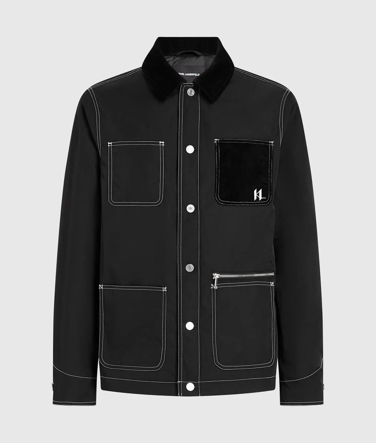 KARL CONTRAST STITCH BOMBER JACKET