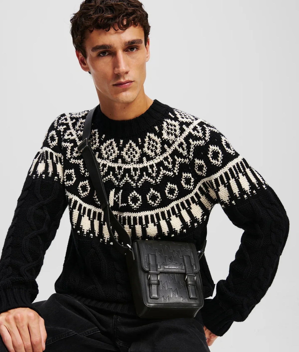 KARL K/LOOM LEATHER CROSSBODY BAG