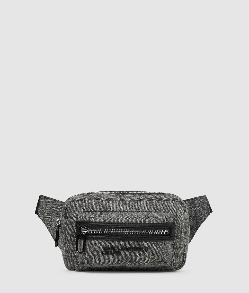 KARL WASHED DENIM BELT BAG