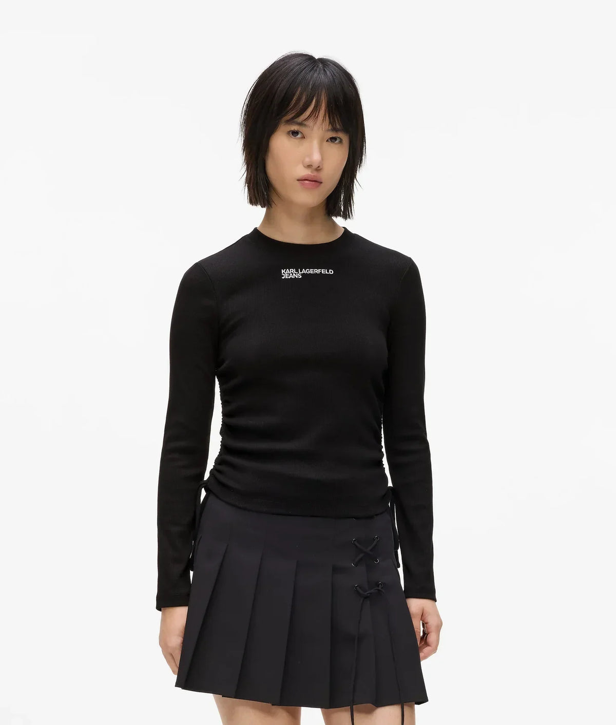 KARL RUCHED RIBBED TOP