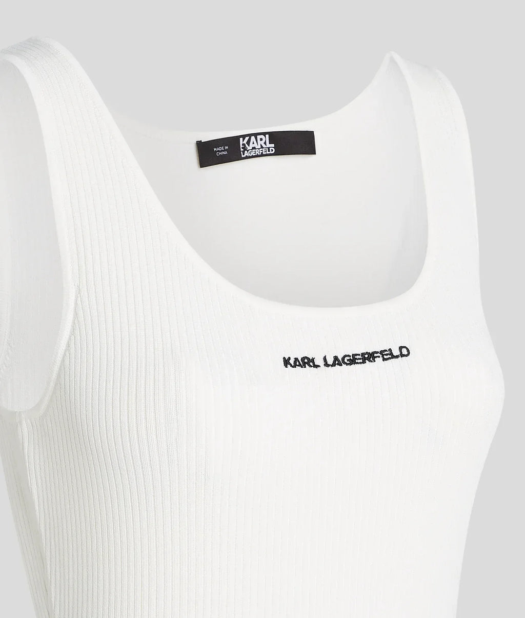 KARL RIB-KNIT SLEEVELESS DRESS