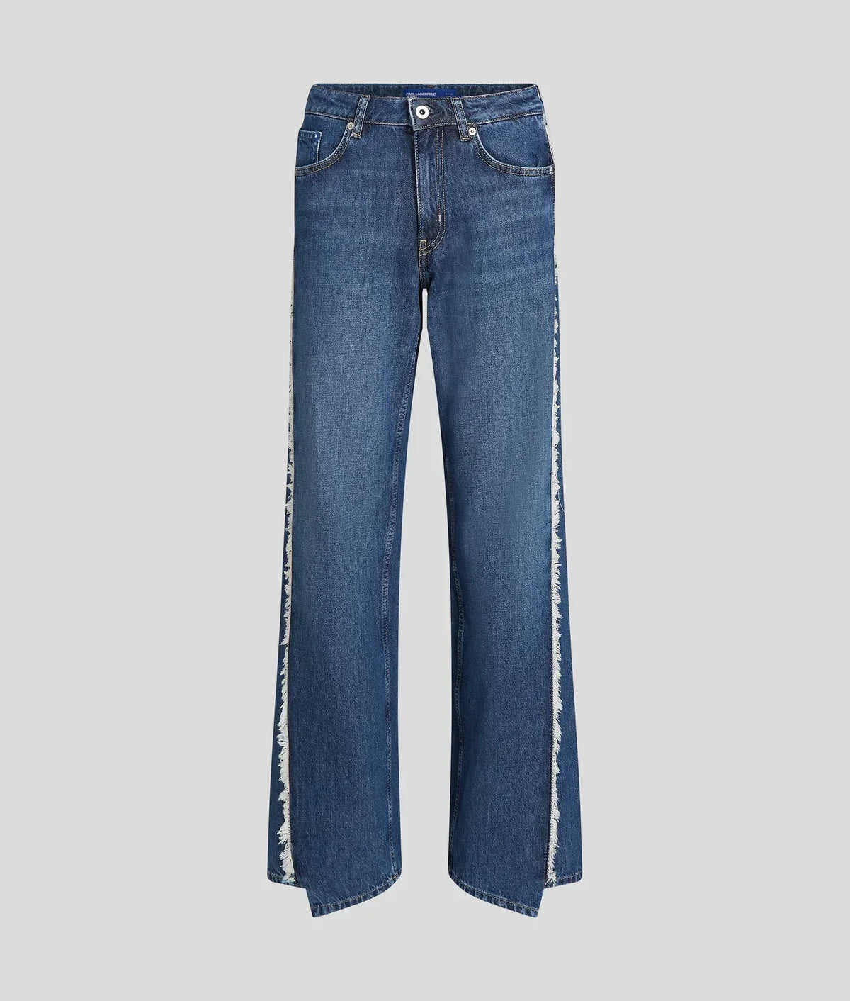 KARL FRINGED MID-RISE RELAXED JEANS