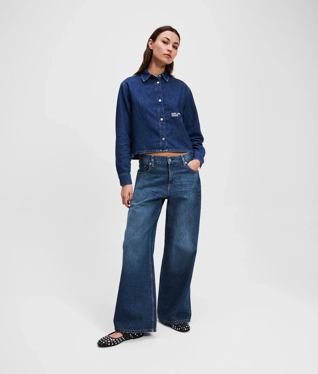 KARL LOW-RISE WIDE-LEG JEANS