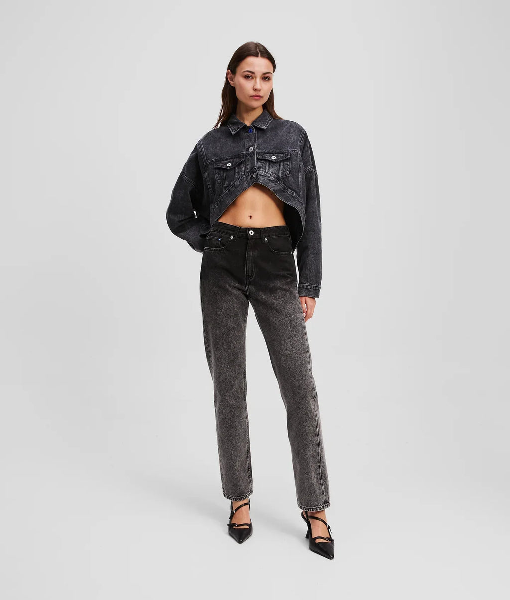 KARL OMBRÉ HIGH-RISE STRAIGHT JEANS