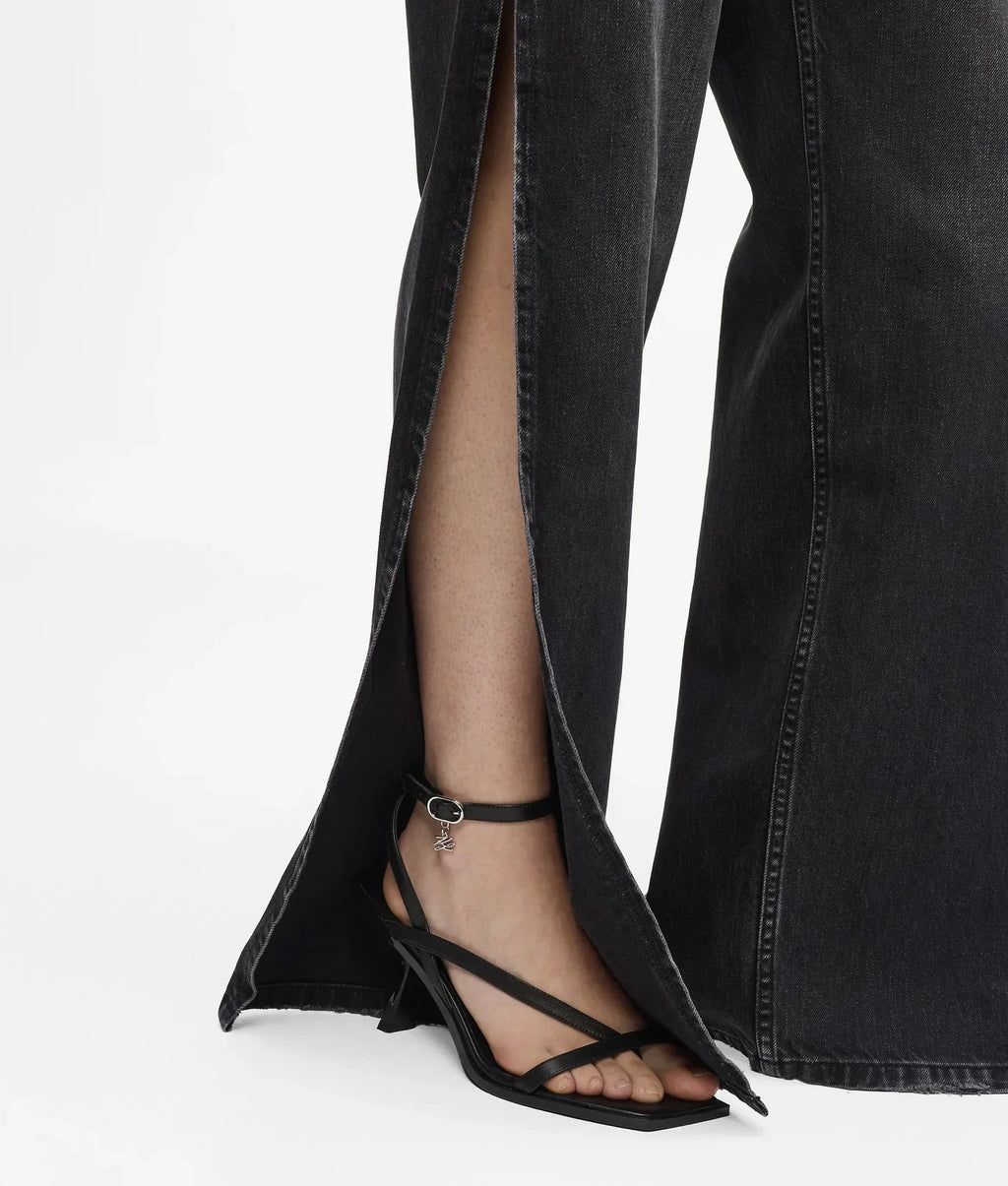 KARL SPLIT-LEG HIGH-RISE STRAIGHT JEANS