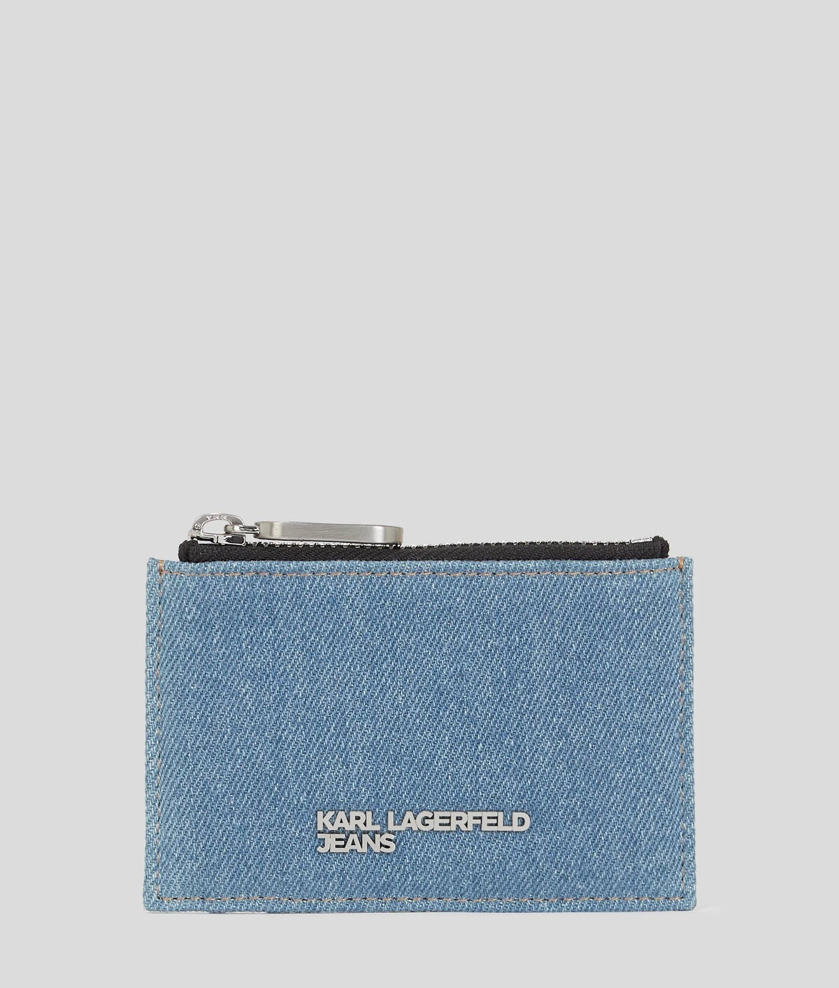KARL METAL LOGO DENIM CARDHOLDER